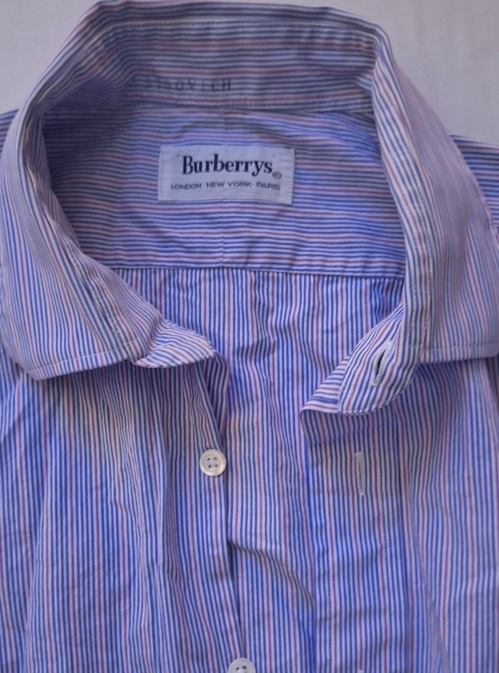 Burberry Striped Dress Shirt in Blue Vintage